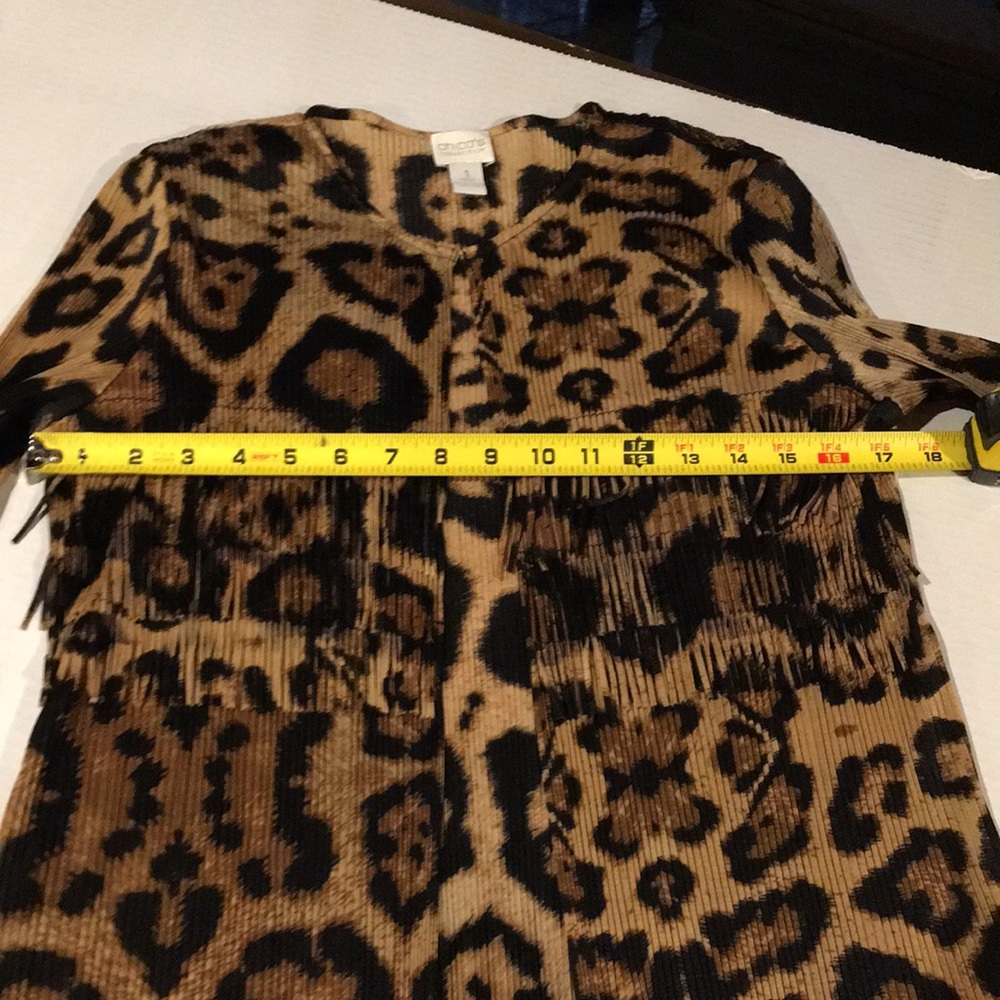 🌼Chico’s Leopard Fringe Jacket.  Small - Picture 7 of 11